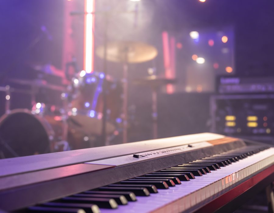 Close up of musical keys indoors with beautiful lighting.